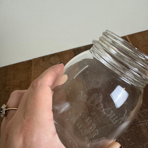 Rare Vintage Kinsella 1874 TRUE MASON Clear Glass Canning Jar Quart Size - Picture 4 of 9